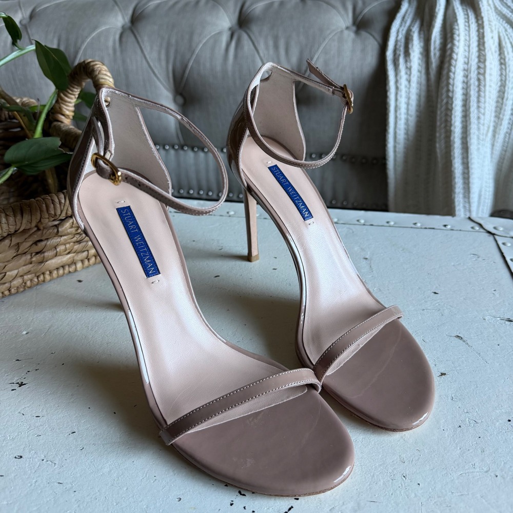 STUART WEITZMAN Nudist Sandal Adobe Patent Leather Women's Size 9 Glam